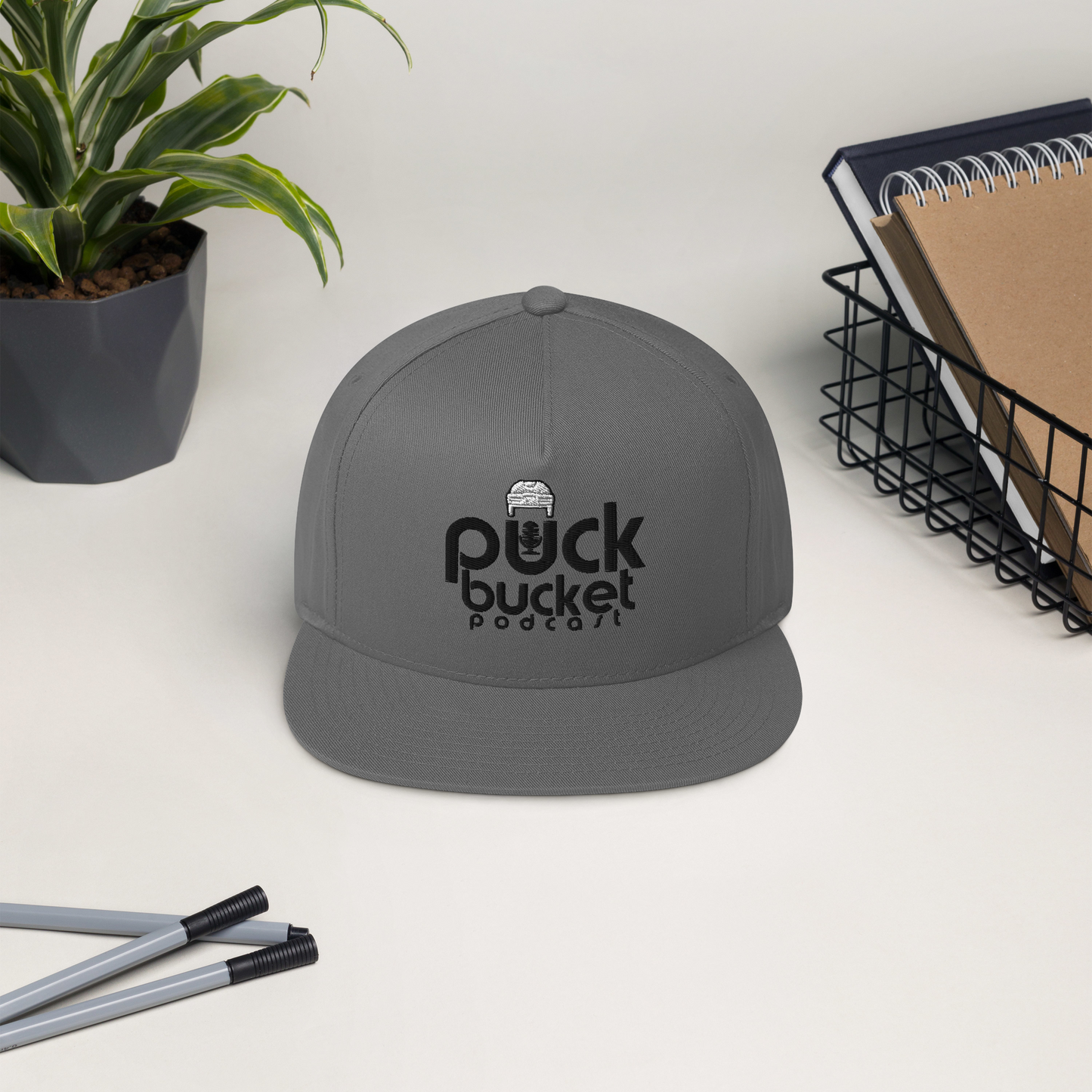 Puck Bucket Podcast Flat Bill Cap